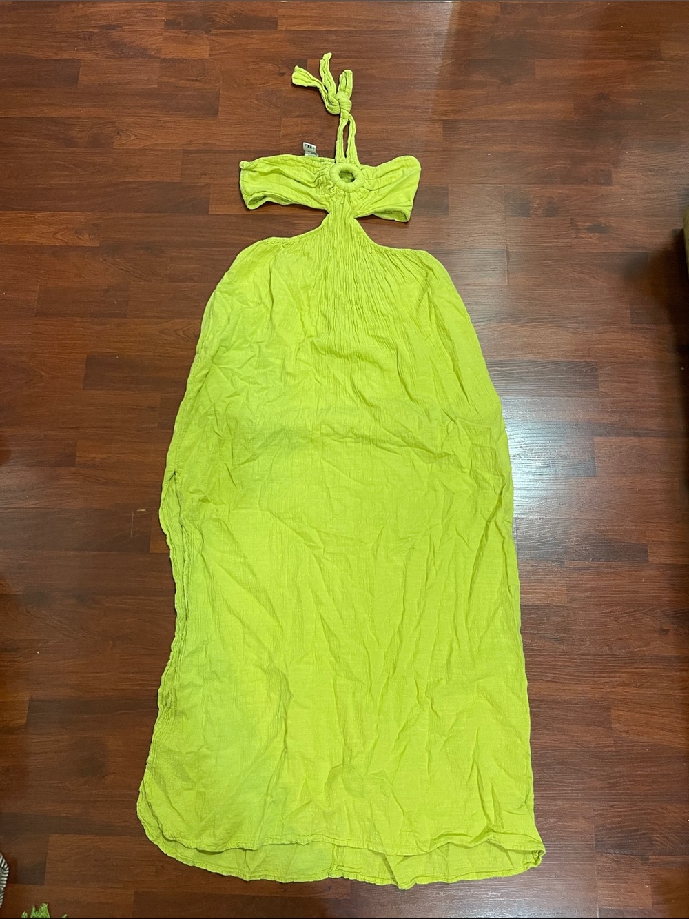 Bright Lime Halter Maxi Dress - Unbranded